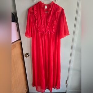 JCPenney Vintage Elegant Red Nightgown Medium